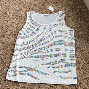 Cato White Sequin Embellished Tank Top